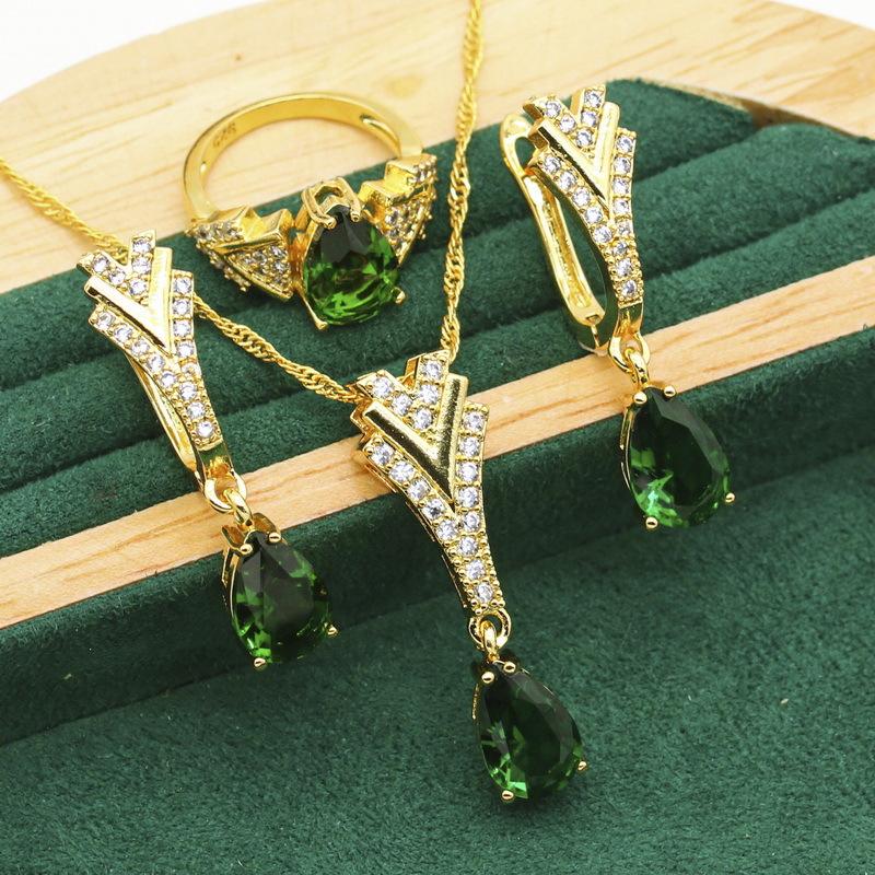 

Взрывоопасные ювелирные изделия Европа и США Горячие антиаллергенные комплекты ювелирных изделий из циркония с ожерельем и серьгами 10 yards