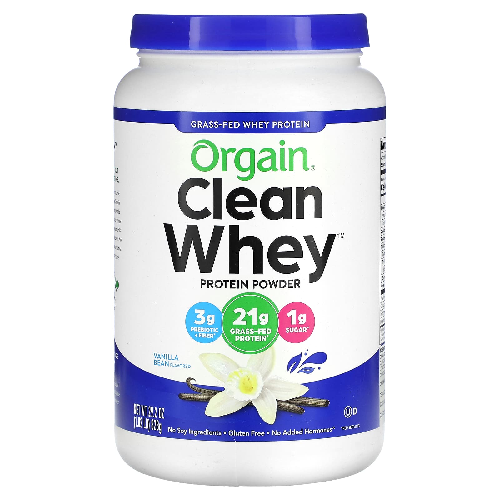 

Orgain, Grass-Fed Whey Protein Powder, Vanilla Seed, 1.82 lbs (828 g)