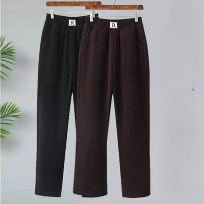 Vintage Corduroy Pile Thickened Pants Women Autumn Winter New Black Fashion Long Trousers High Waist Casual Loose Harem Pants