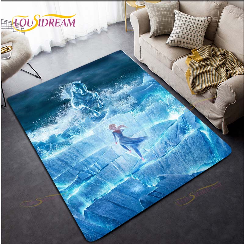 3D Printing Rug for Kitchen Doormat Bedroom Anime Frozen Carpets for Living Room Laundry Bathroom Non-slip Floor Mat