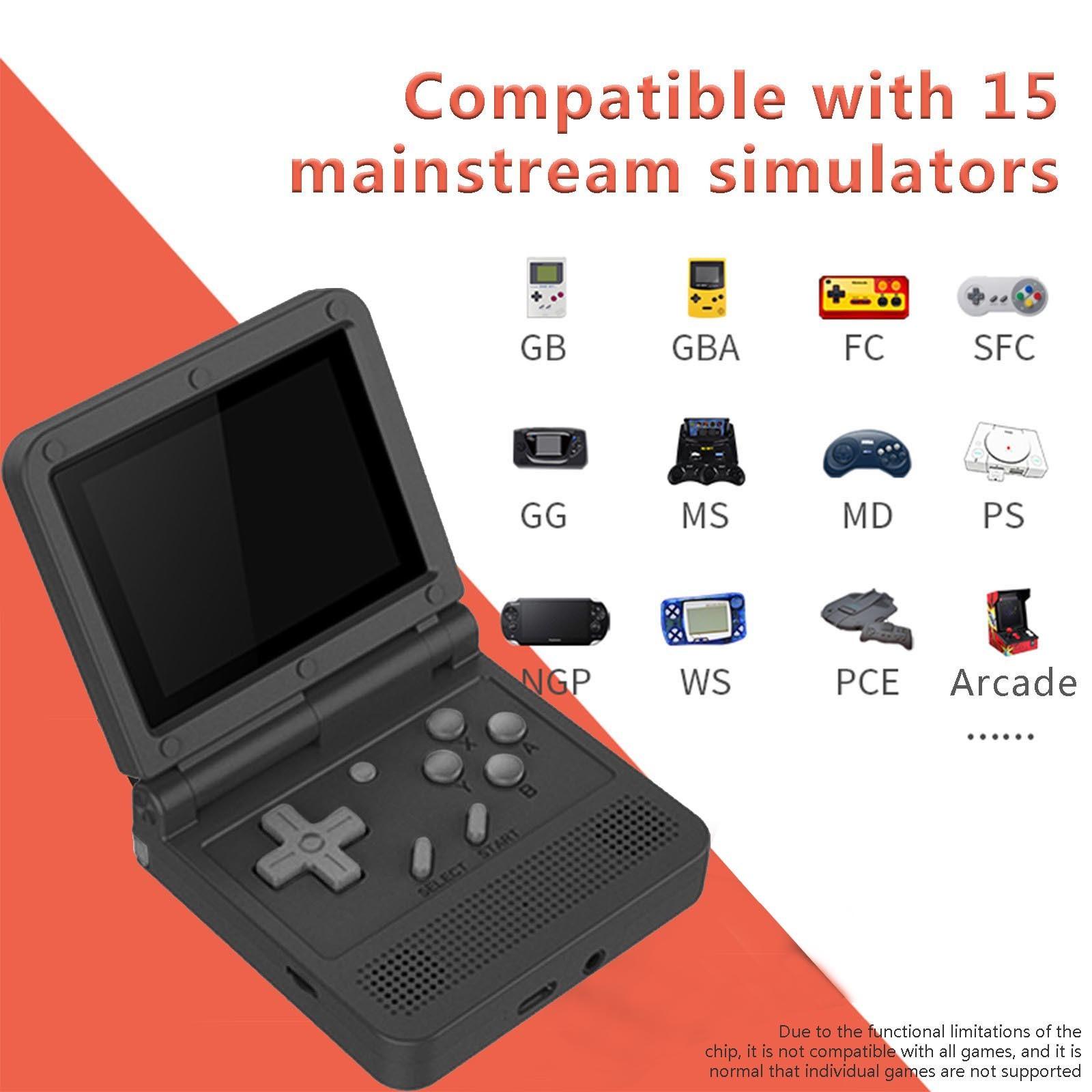 

Ручна ігрова складна консоль 3-дюймовий IPS-екран Відкрита система Міні-ігрова консоль Вбудовано 1500 ігор чорний