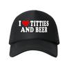 Letterprint Ik Hou Van Tieten En Bier Hoeden Verstelbaar Ademend Mesh Baseballpet Hip-hop Net Trucker Hoed