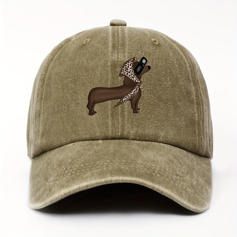 WomenS Lightweight Breathable Polyester Baseball Cap with Playful Dachshund Print Adjustable Snapback Casual Outdoor Hat One Size