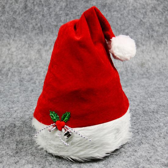 

Рождественские шапки с колокольчиком. Искусная работа. Эффектная праздничная шапка Санты с плюшевой отделкой на Новый год и Рождество.