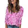 Ladies' Fashionable Casual Long Sleeved Retro Floral Print V-Neck Top Women'S T-Shirts Women Clothes Playeras De Mujeres