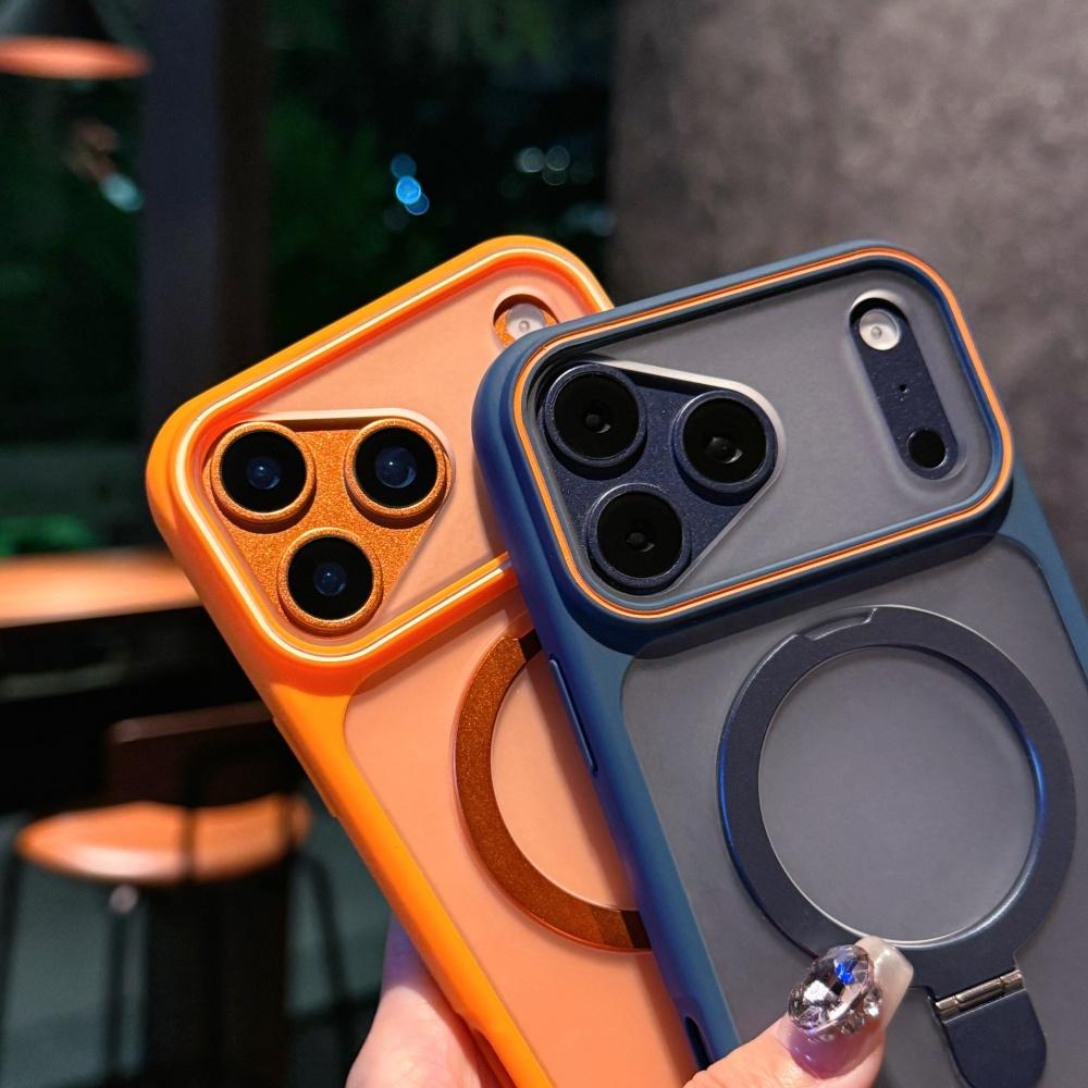 Ring Bracket Stand Holder Magnetic For Magsafe Frosted Case For iPhone 17 15 16 Pro Max 11 12 13 14 Plus Matte Soft Bumper Cover