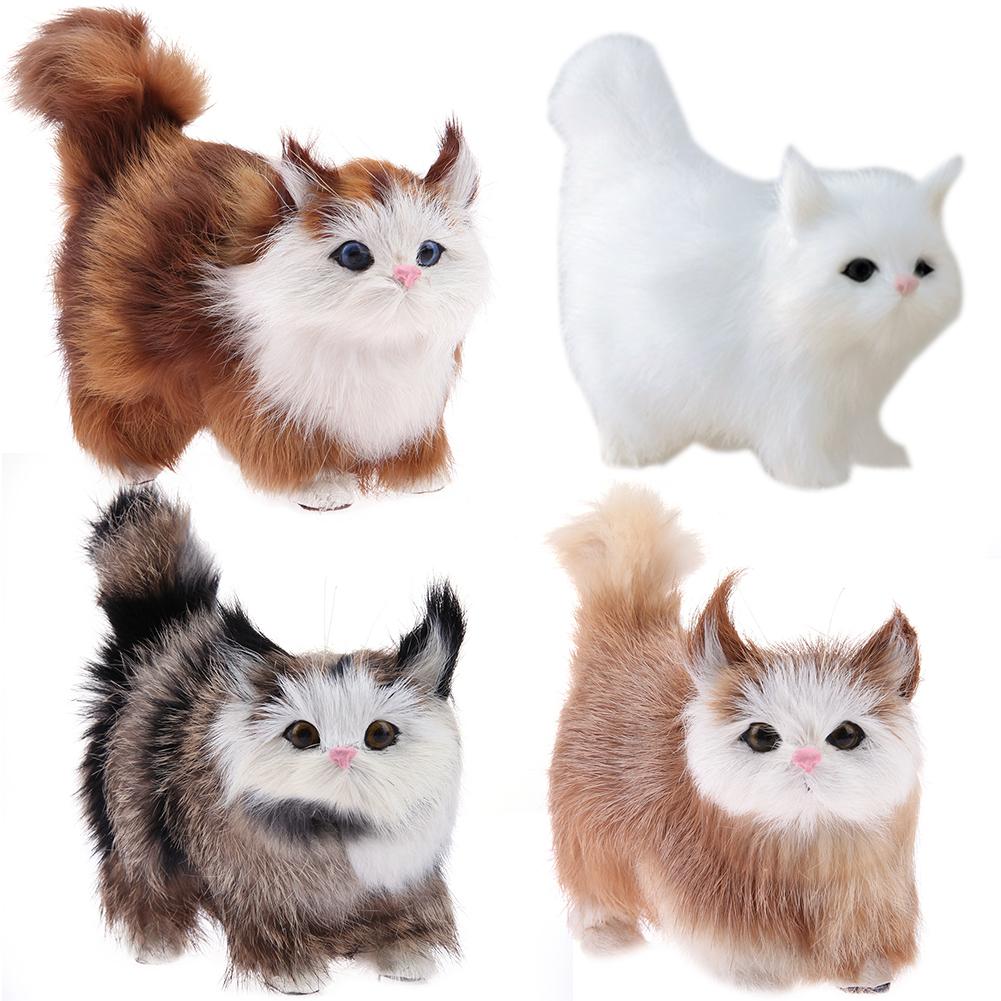 Plush Cat Craft Decor DIY Crafts Cat Miniature Decoration Collectible Cat Models Lightweight Portable for Home Garden Ornaments