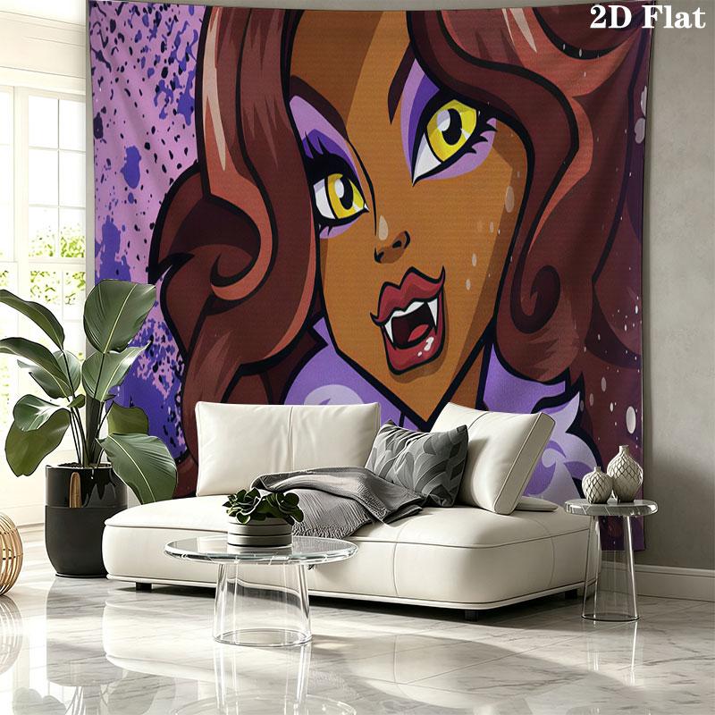Clawdeen Wall tapestry, aesthetic printed fabric blanket, suitable for bedroom, living room, and home decor.