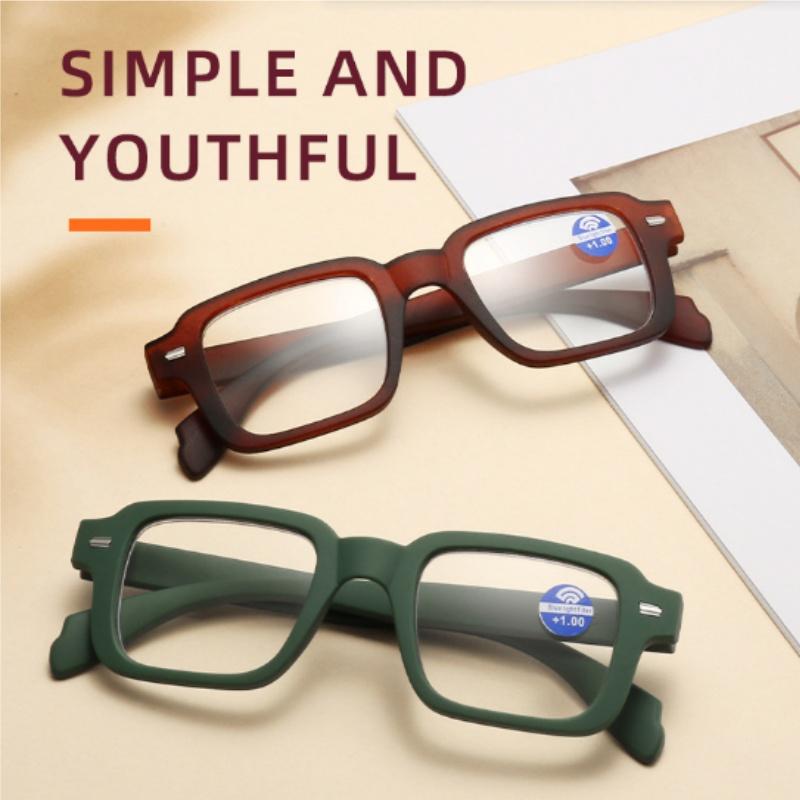 Men Square Reading Glasses Women Green Anti-Blue Light Reading Glasses Eye Protection Presbyopia Eyeglasses +1.0 +1.5 To +4.0