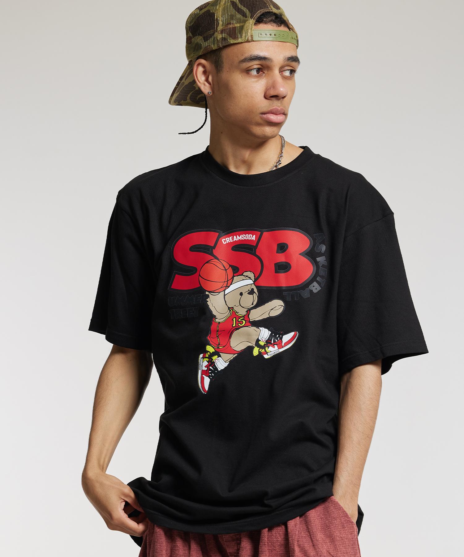 Cream Soda Lab Summer Street Basketball Short Sleeve Black Red L