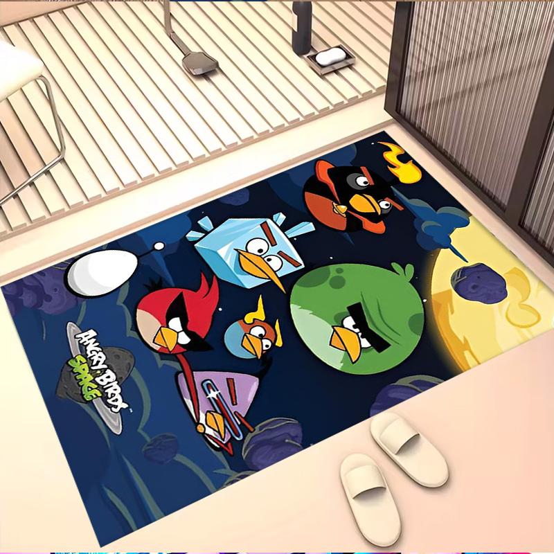 Angry Birds Print Rug, Washable Floor Carpet, For Entryway Dorm Laundry Room Office Study, Home Decor Birthday Christmas Gift