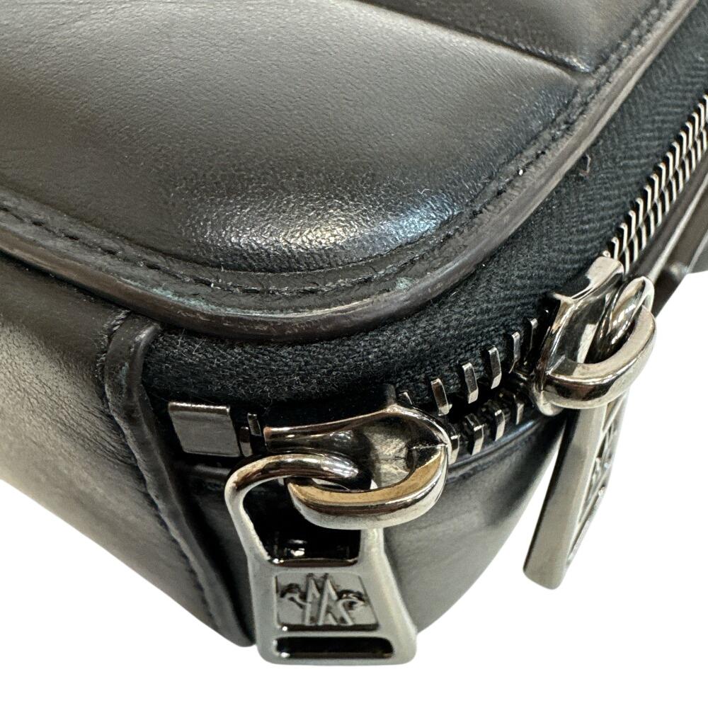 MONCLER Cross body bag leather Horizontal body bag black leather Used