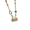 Qi Xing Qing Lan Enamel Gold Pendant Clavicle Necklace – New Chinese Style, Light Luxury Choker for a High-End Fashion Statement