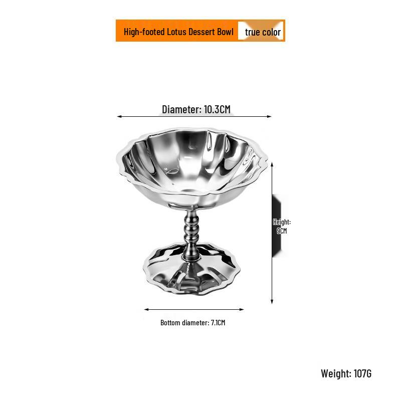 ZISIZ High-Foot Lotus Stainless Steel Dessert Cups