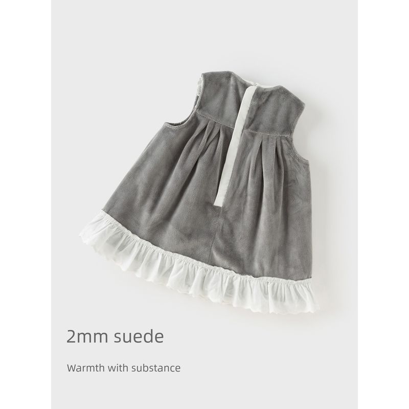 David Bella Kidsren's Knitted Dress 2026 Autumn and Winter New Style Girls' Baby Fleece-Lined Vest Dress Stripesd Skirt