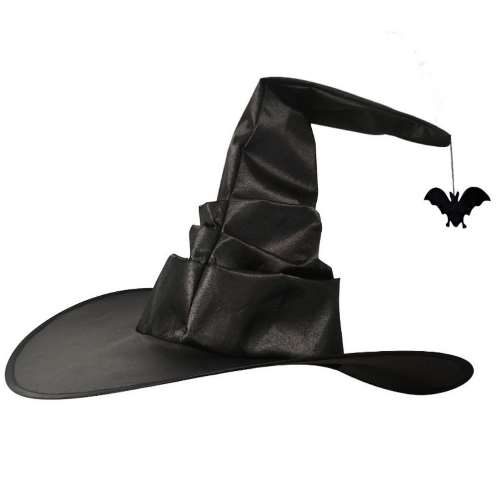 Halloween Folds Witch Wizard Black Hat Party Cosplay Costume Headgear Devil Cap Props Women Costume Accessory for Cosplay Party
