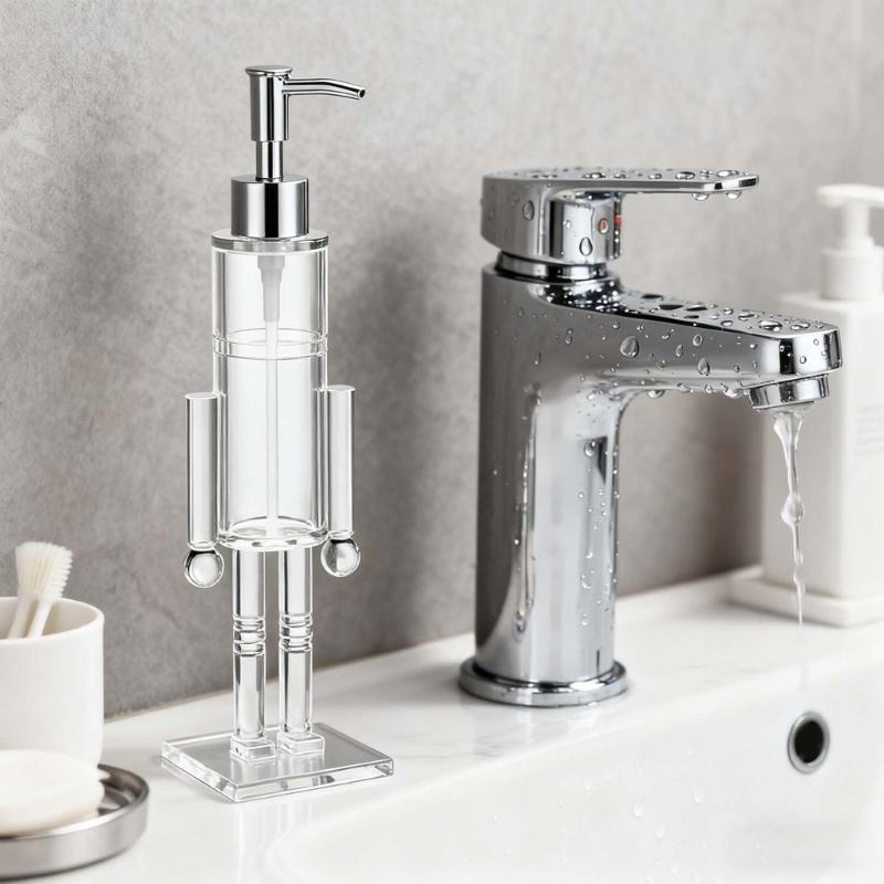 Nutcrackers Liquid Soap Dispenser with Pump Mechanism Visible Remaining Level Soap Container For Bathroom Decoration