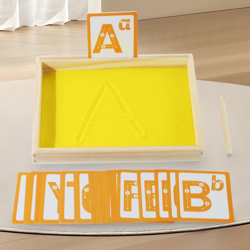 Montessori Sandbrett i tre med trepinne for å skrive bokstaver og tall Tidlige pedagogiske leker Gaver Selskapsspill