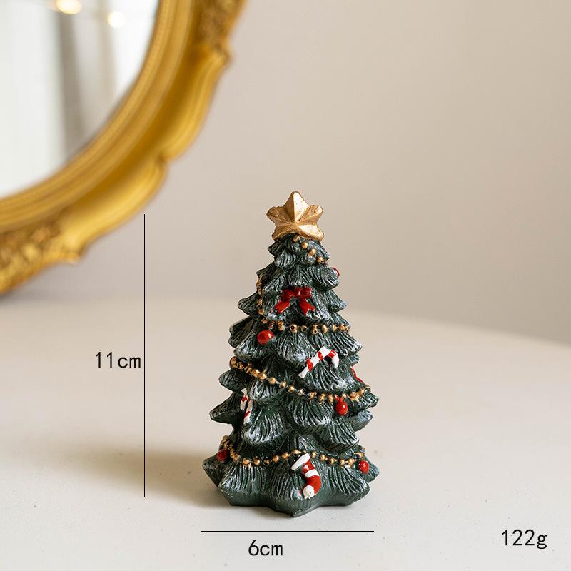 Mini Resin Christmas Tree Ornament - Festive Desktop Decoration Gift