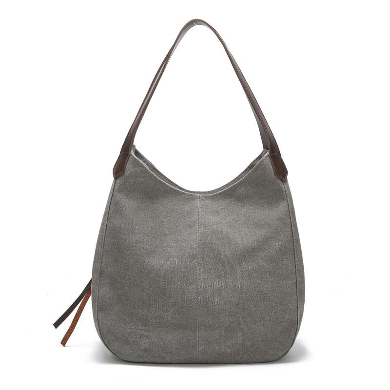 Borsa a Tote in Tela da Donna con Scomparti Multipli e Chiusura a Zip per Uso Quotidiano