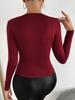 Elegant Women's Jujube Red Long-Sleeve T-shirt - Autumn/Winter 2024 Fashion
