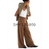 Spring New Arrival Women's Clothing French Retro Commute Minimalist Easiest for Match Loose Wide-Leg Casual Pants 1264858