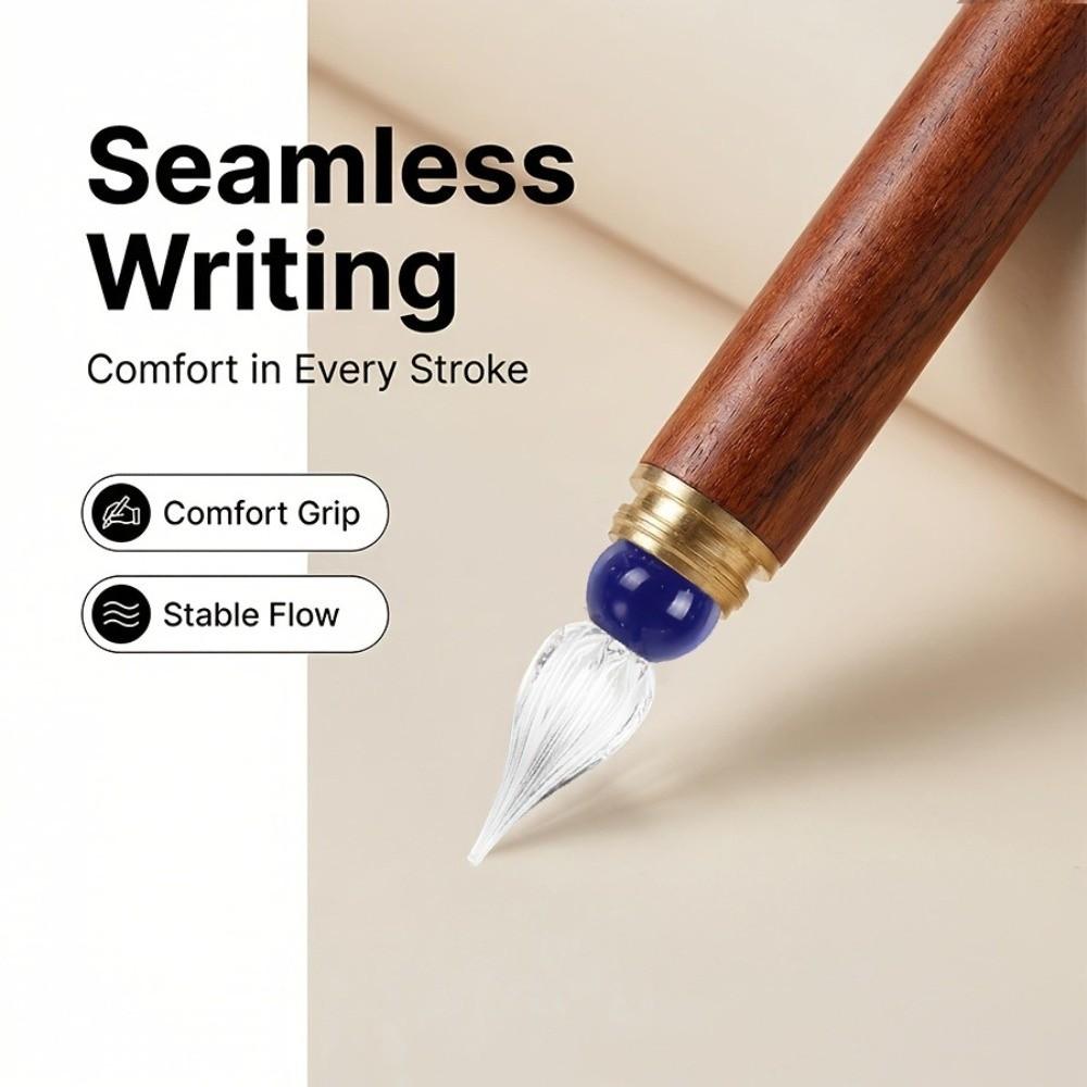 Lightweight Glass Dip Pen Smooth Writing Fountain Pen Durable Writing Pen Gift синий