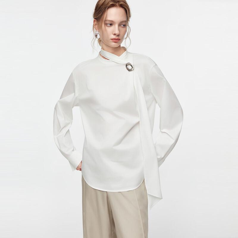 ELLE White Tie-Neck Blouse M
