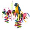 Jouets en Bois Perroquet Oiseau Corde à Suspendre Échelle pour Animaux Multicolore Bois Corde en Coton Jouet à Mâcher pour Oiseaux Entraînement Suspendu Balançoire Fournitures pour Animaux