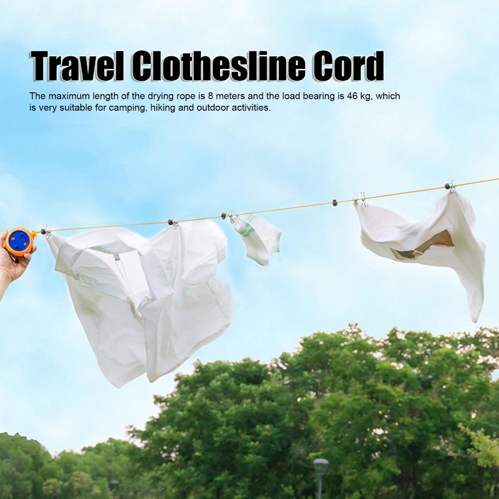 Antiskid Portable Clothesline Cord Punch Free Retractable Clothesline Laundry Drying Rope  Camping