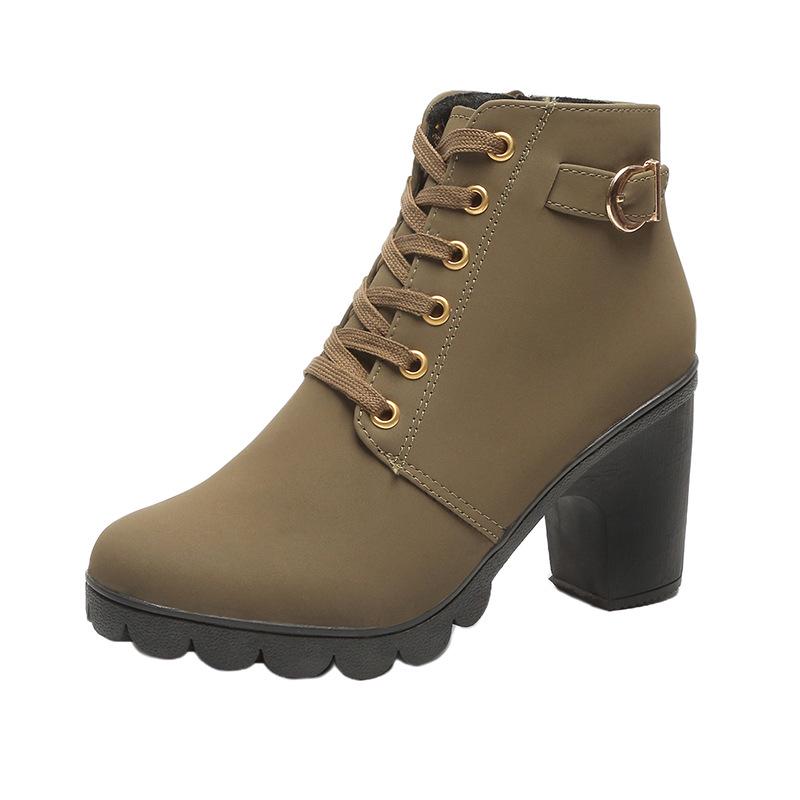 Leopard Print Women's Boots Warm Winter High Heel Women Ankle Comfortable Thick Heel Ladies Modern Boots