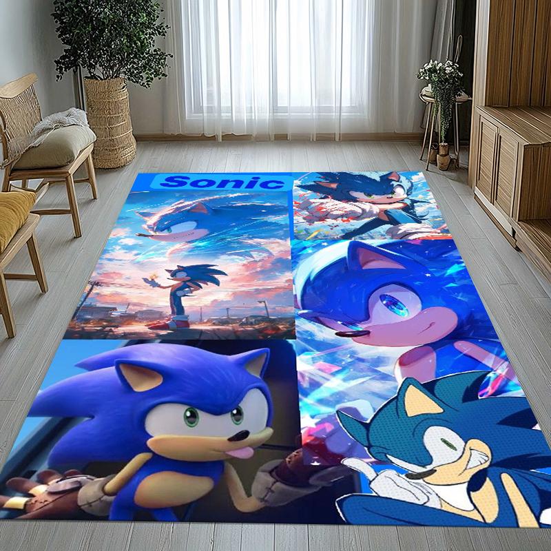 Retro S-Sonic Cartoon Games Living Room Non-Slip Area Rug Soft Carpet for Bedroom Kids Playroom Sofa,Home Decor Doormat Gift