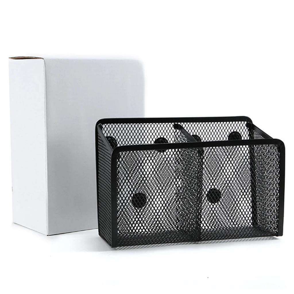 Metal Mesh Pen Cup Sturdy Magnetic Pencil Holder Portable Large Capacity Magnetic Marker Storage Basket for Desktop Storage