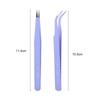 2Pcs Stainless Steel Nail Art Tweezers Anti Static Straight Curved Manicure Tweezers Purple