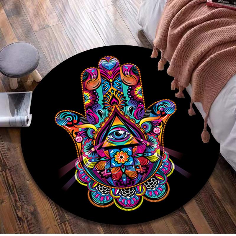 Psychedelic Eye  Circular Rug Office Decorative Carpet For Living Room Bedroom Door Mat Floor Rug Computer Chair Area Rug Viking Theme Decor