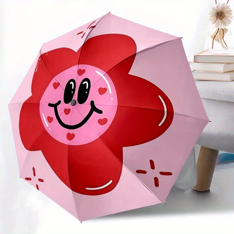 1pc Flower Heart Automatic Open/Close Umbrella, Portable Folding Umbrella for Travel, Themed Events, It is suitable as a gift for various festivals, O
