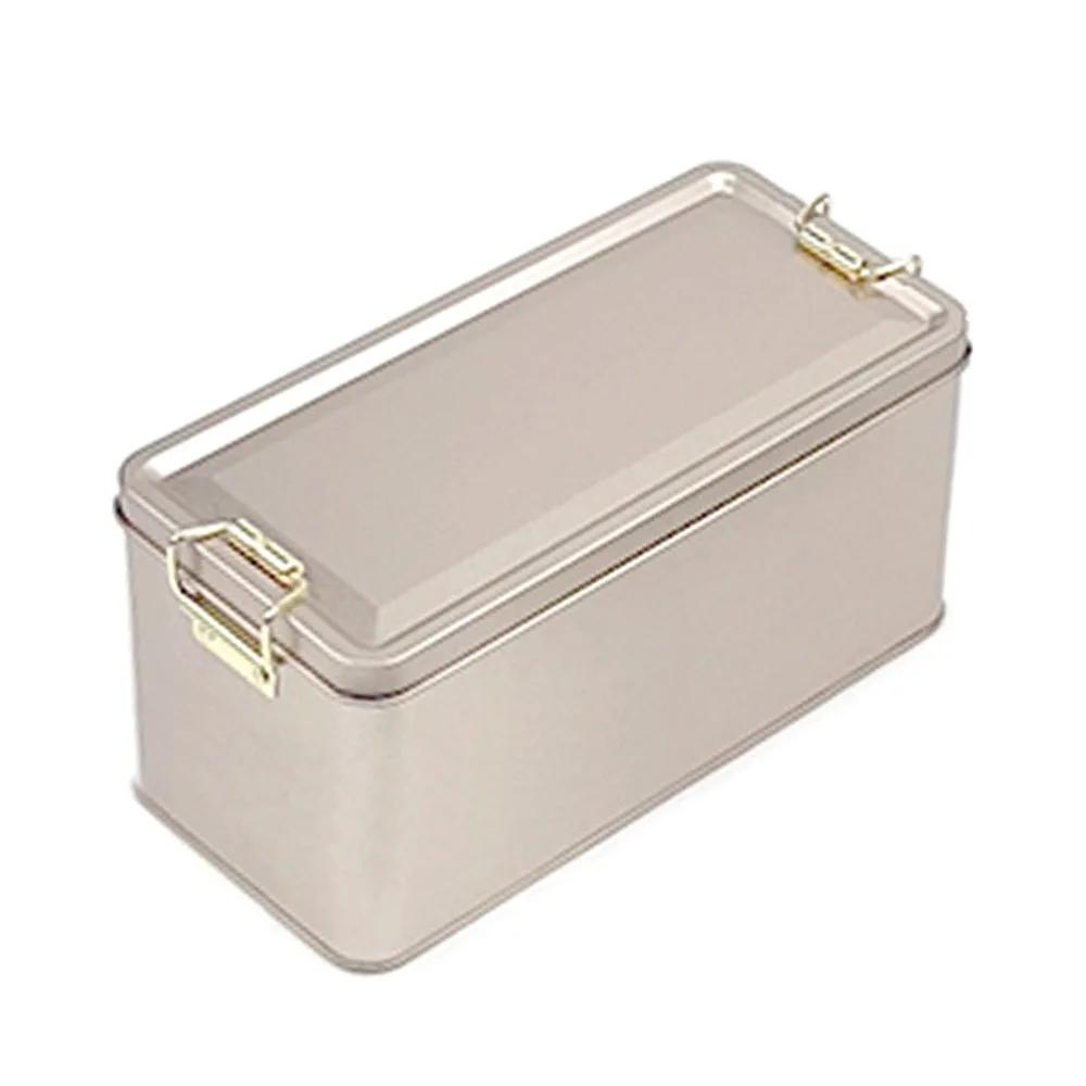 New With Lid Tinplate Box Durable Material With Buckle Rectangular Iron Box Rectangular Shape High Quality Iron Box Food Storage