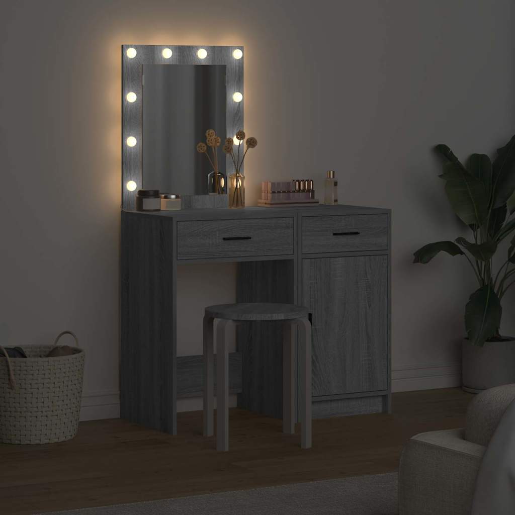 Makeup Table with Door 2 pcs Grey 50 x 41 x 135 cm Particleboard