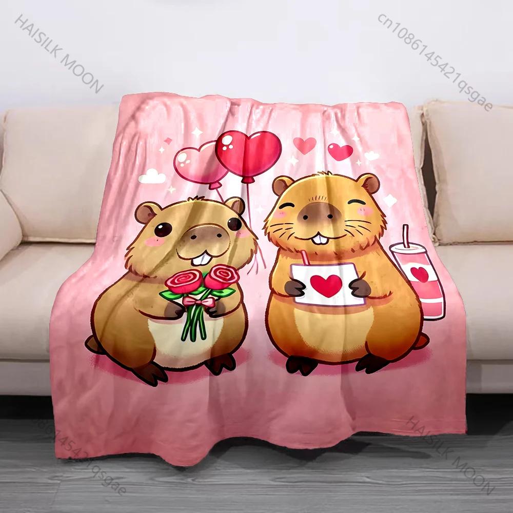 17 Styles Capybara Cartoon Print Blanket Soft Fluffy Throw Blanket Kids Adult Sofa Bed Travel Blanket Cover Throw Wonderful Gift