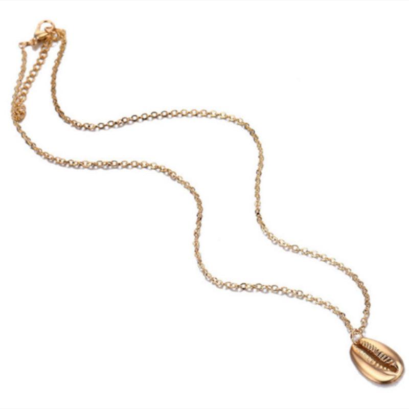 

Minimalist Retro Beach-Style Seashell Pendant Necklace for Women золотой