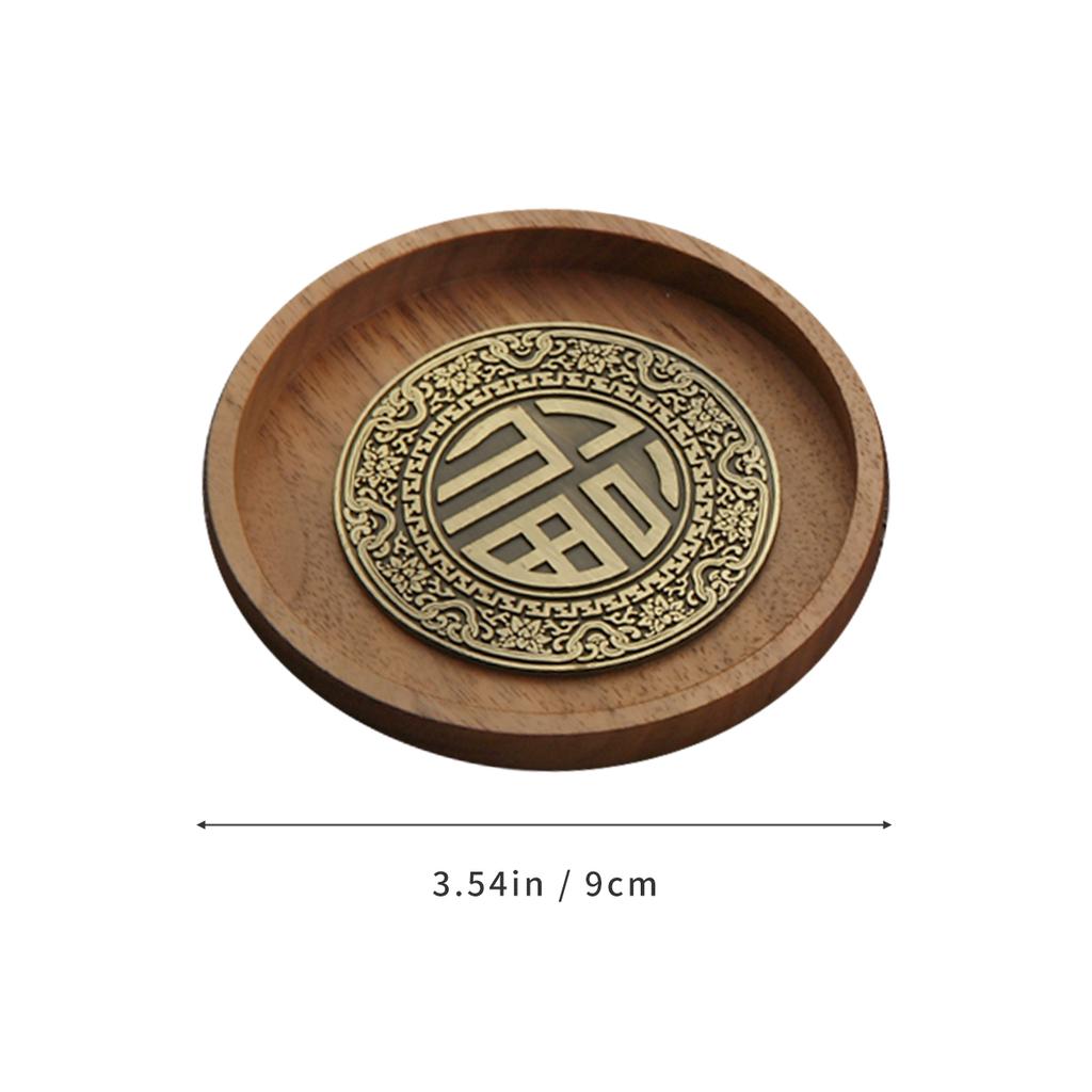 Chinese Style Metal Tea Cup Coaster Wooden Heat Insulation Cup Pad Drink Cup Coaster for Tea Coffe Milk Kitchen Supplies