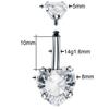 1PC Surgical Steel Crystal Belly Button Piercings 14G Heart Belly Piercing CZ Navel Ring Nombril Belly Rings Sexy Women Jewelry