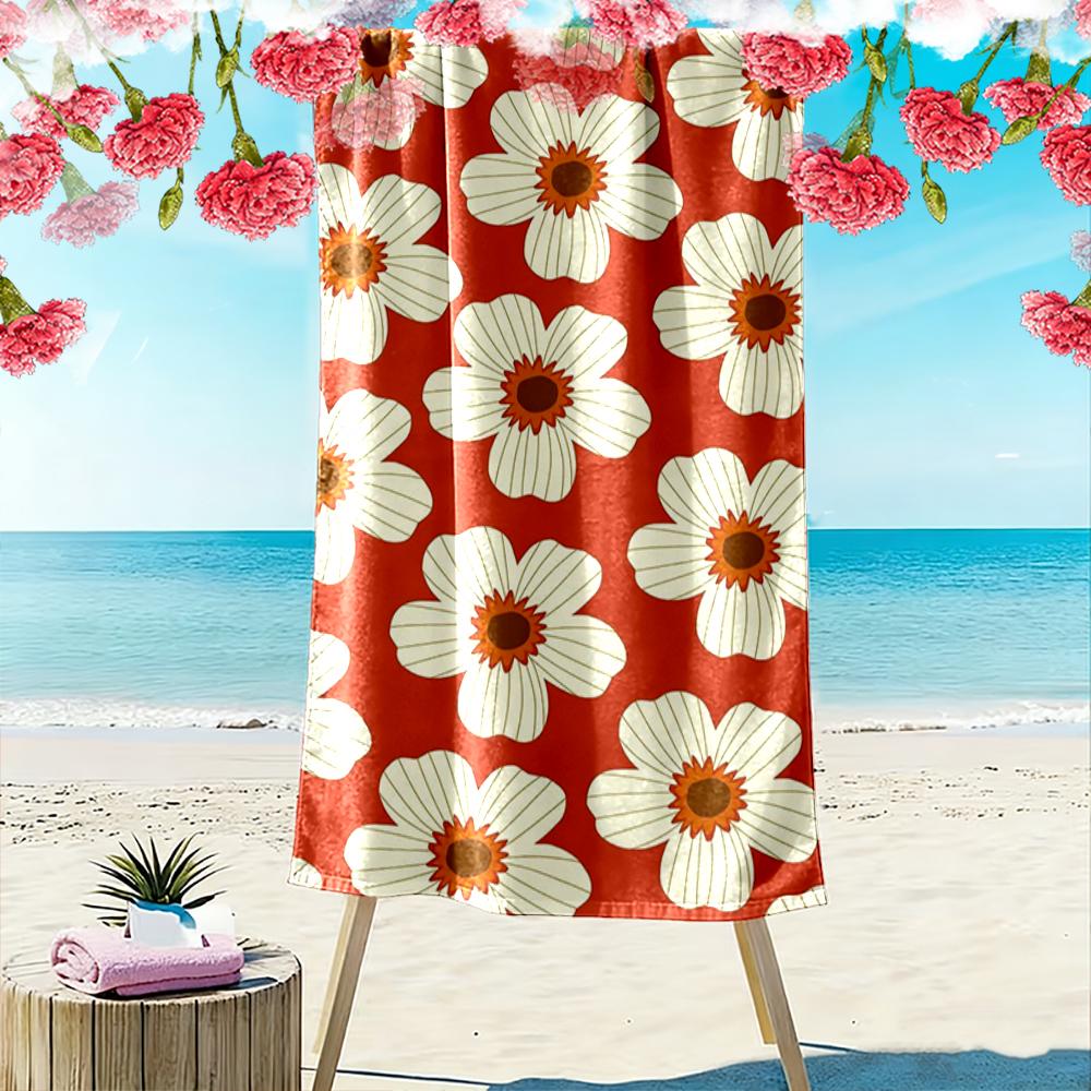 Floral Pattern Red Background Design Beach towel quick-drying for travel outdoor sports jogging beach and swimming
