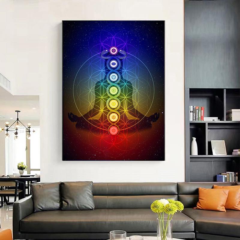Abstract The Seven Chakras 7 Chakras Kundalini Yoga Zen Posters Prints Canvas Painting Wall Art Picture Living Room Home Decor