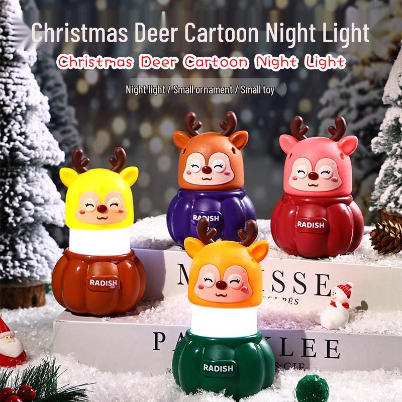 Cartoon Reindeer Night Light: Luminous Christmas Ornament & Student Gift