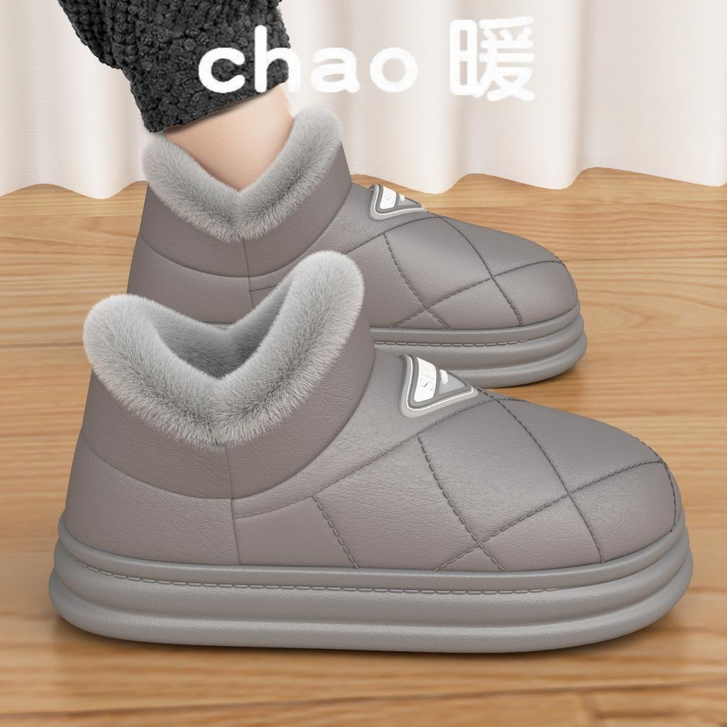 Heel cotton slippers winter velvet warm cotton shoes outdoor bread shoes