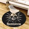 1pc Rammstein Skull Spikes Metal Band Logo Round Carpet, Made of Polyester,Perfect for Decorating Office Chairs, Living Rooms,Vibrant Decorative Rug