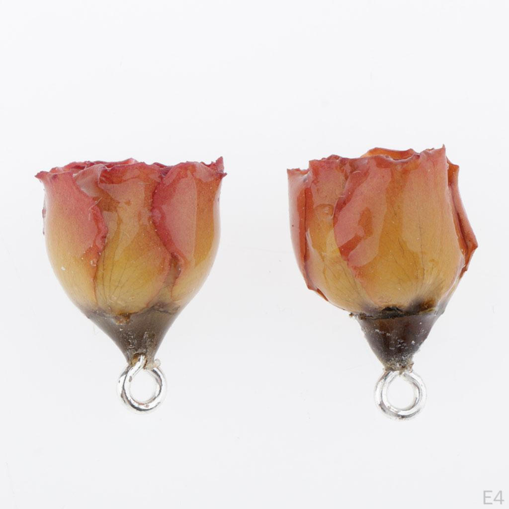2 Piece Resin Dried Flower Pendant Jewelry Findings Crafting Charms For Necklace Bracelet