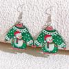 Cartoon Snowman & Christmas Tree Acrylic Stud Earrings for Women