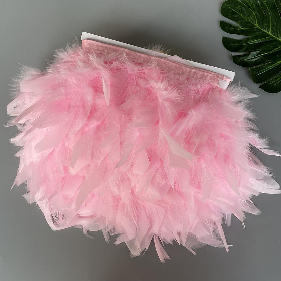 Fluffy Turkey Feathers Trim Fringe Ribbon 10Meters Marabou Feather On Tape Fringes Sewing Trimmings DIY Clothes Dress Decoration
